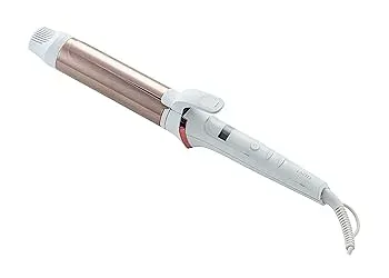 【中古】LAVIEL ヘアアイロン カールアイロン 38mm チタンコーティング 海外対応 温度調節11段階 MAX200℃ ブラシアタッチメント付き ホワイト LV-C03
