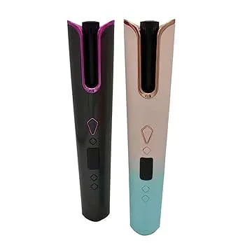 【中古】ワイヤレス充電ヘアアイロンUSB電気回転大波は髪を傷つけません怠惰な自動ヘアアイロン (ピンク)