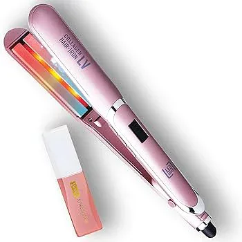 【中古】【LEDラバー】コラーゲンヘアアイロンLV ストレートアイロン コラーゲンオイルセット LED照射 18段階の温度調節 高速加熱 60℃〜230℃ 長時間キ