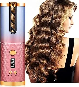 【中古】自動カーリングアイロン コードレス オートヘアカーラー ワイヤレス 充電式 回転式ヘアカーラー 6温度&タイマーLCDディスプレイ 高速加熱 自動シ