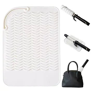 【中古】シリコン製ヘアアイロンマット&カバー 耐熱温度300℃ 2IN1ポーチ 耐熱ポーチ 耐熱マット&カバー シリコンシート (ホワイト)