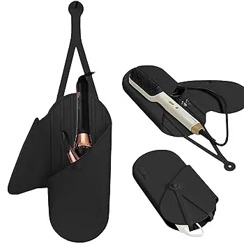 【中古】シリコン耐熱マット、ポータブルトラベルマットカバー、ヘアアイロン、ストレートアイロン、ホットヘアスタイリングツール用(ブラック)