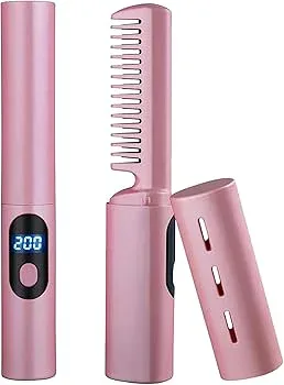 【中古】Unlnsiy ブラシアイロン 電気ブラシ 2in1 小型 軽量 USB充電 携帯便利 ヒートブラシ ヘアアイロン ミニ 温度調整3段階 髪質改善 ヘアアイロン コ