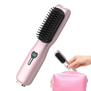 【中古】ヘアストレートブラシ、USB充電式ストレートナー、シルクヘア用たった1ステップストレートブラシ、ホットブラシストレートヘアアイロン アンチや