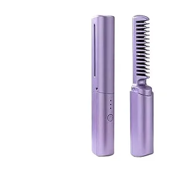 【中古】軽くて使いやすい縮毛矯正&カールヘアアイロン USB充電式でコードレスダイソンスタイルのヒートブラシ搭載 持ち運びに便利な充電式縮毛矯正ブラ