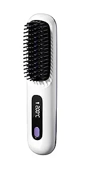 【中古】ヒートブラシ コードレス ブラシ型ヘアアイロン ストレートブラシ マイナスイオン 5000mAh大容量 Type-C充電式 160〜200℃ 3段階温度調整 セラミ