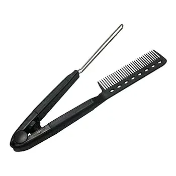 【中古】KESYOO 1個 V字型縮毛 コーム クシ comb ヘアコテ ヘア コテ 散髪用品 黒髪用ストレートコーム V字型ストレートヘアアイロン ヘアスタイリングコ