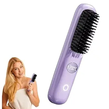 【中古】コードレスヘアアイロン、ストレートコーム,コームポータブルヘアストレートナー多機能スムージングヘアブラシ - 女性、女の子、太い、巻き毛か