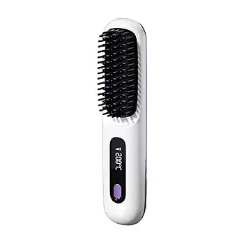 【中古】Generic ヒートブラシ コードレスヘアアイロン ストレート マイナスイオン 静電気防止 デジタル表示 3段階温度調整 USB充電式 簡単操作 軽量 持