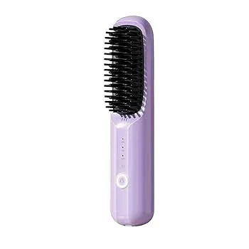 【中古】Fiegcit ヒートブラシ コードレス ヘアアイロン ストレート&カール コームアイロン ブラシアイロン Type-C充電式 マイナスイオン 160℃~200℃ 自
