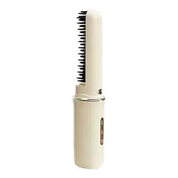 【中古】コードレス矯正ブラシ、ヘアアイロンブラシコードレス - 加熱ブラシヘアアイロン コードレス - 電動ヘアスタイリングツール充電ストレートブラシ