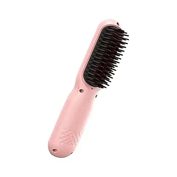 【中古】USB 充電式ストレートヘアアイロンブラシ高速加熱 & 4 温度設定プロ家庭用火傷防止ブラシ
