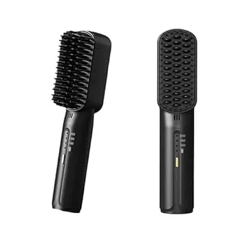 【中古】ヒートブラシ コードレス ブラシ型ヘアアイロン ストレートブラシ 3段階温度調節 火傷防止USB充電式 9600mAh 大容量 ブラシアイロン ミニブラシ