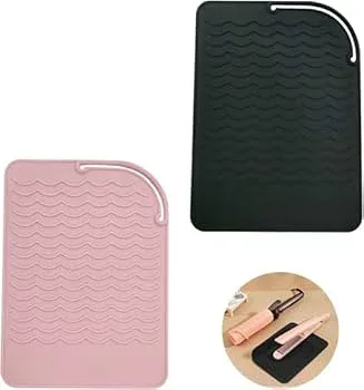 【中古】ヘアストレートナー用ヒートマット2個セット、旅行用、自宅、サロン用ヘアアイロン用耐熱マット。ヘアアイロン、ストレートアイロン、フラットア