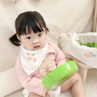 スタイ ベビー 韓国風 防水 防汚 三角 よだれかけ 新生児 幼児 竹綿 コットン ハンカチ タオル かわいい アニマル柄