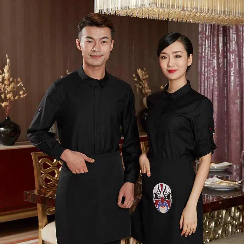トップス ユニフォーム レディース ホテル レストラン カフェ 飲食店 サービス業 スタッフ 従業員 制服 長袖 業務用 シンプル 吸湿速乾 綿混 麻混 ポリエステル混紡 秋冬