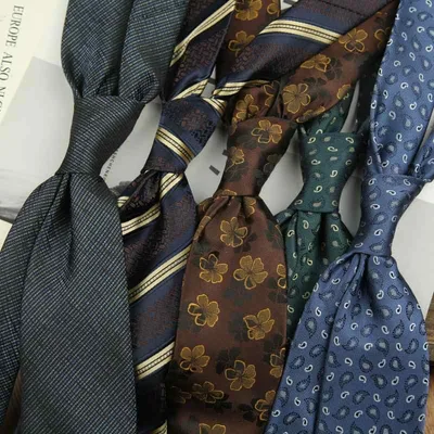 Necktie for men 8cm wide polyester jacquard weave retro classic business formal casual fashion suit accessory paisley pattern striped pattern