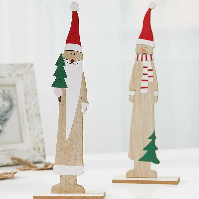 置物 ミニクリスマスツリー サンタ 雪だるま 木製 手描き オブジェ 工芸品 インテリア 卓上 オフィス 店舗 カフェ ホテル 玄関 クリスマス飾り