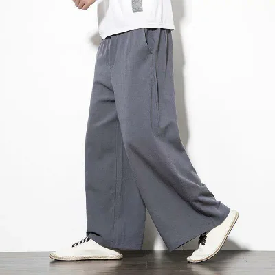 パンツ メンズ 春夏 リネン ワイドパンツ チャイナ風 コットリネン サルエルパンツ ストレート イージーパンツ ゆったり 大きいサイズ 無地 カジュアル