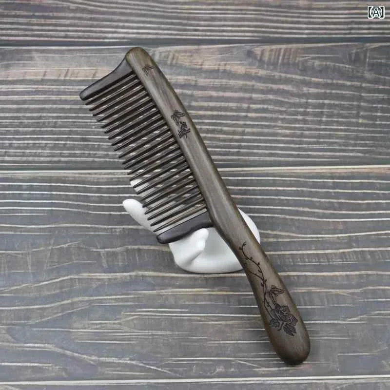ヘアブラシ 木製 レディース コーム くし 檀木 手作り 彫刻 高級感 静電気防止 頭皮マッサージ 美髪 ヘアケア
