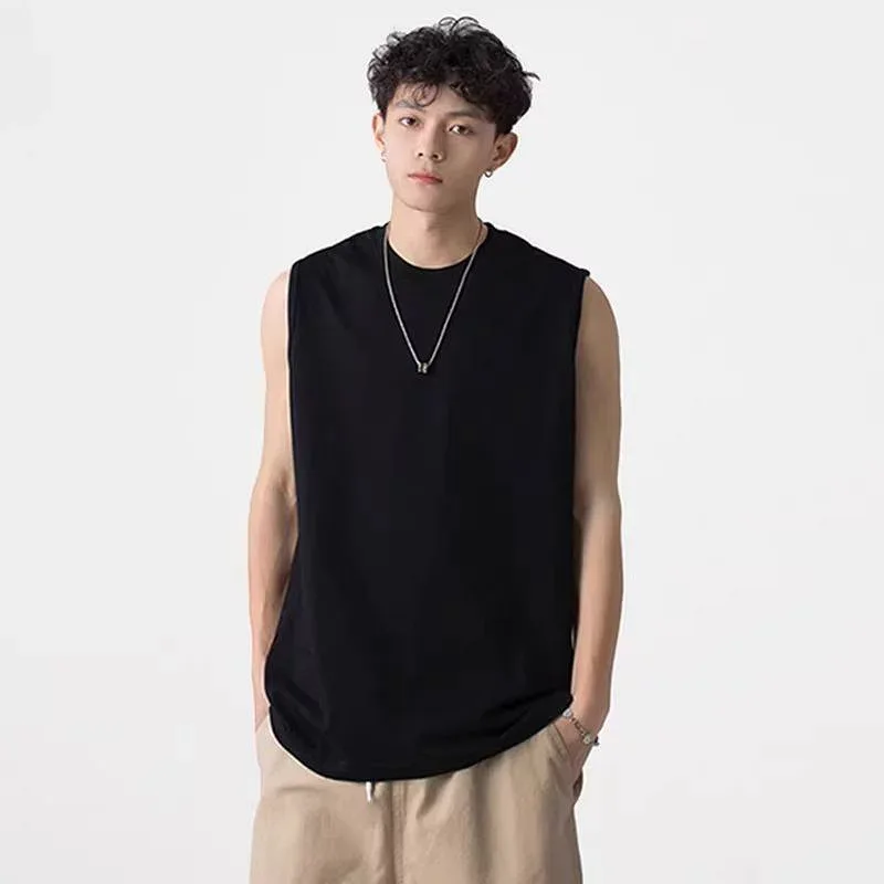 タンクトップ メンズ コットン ゆったり ノースリーブ tシャツ 無地 ラウンドネック スポーツ 運動 ルームウェア インナーシャツ 肌着