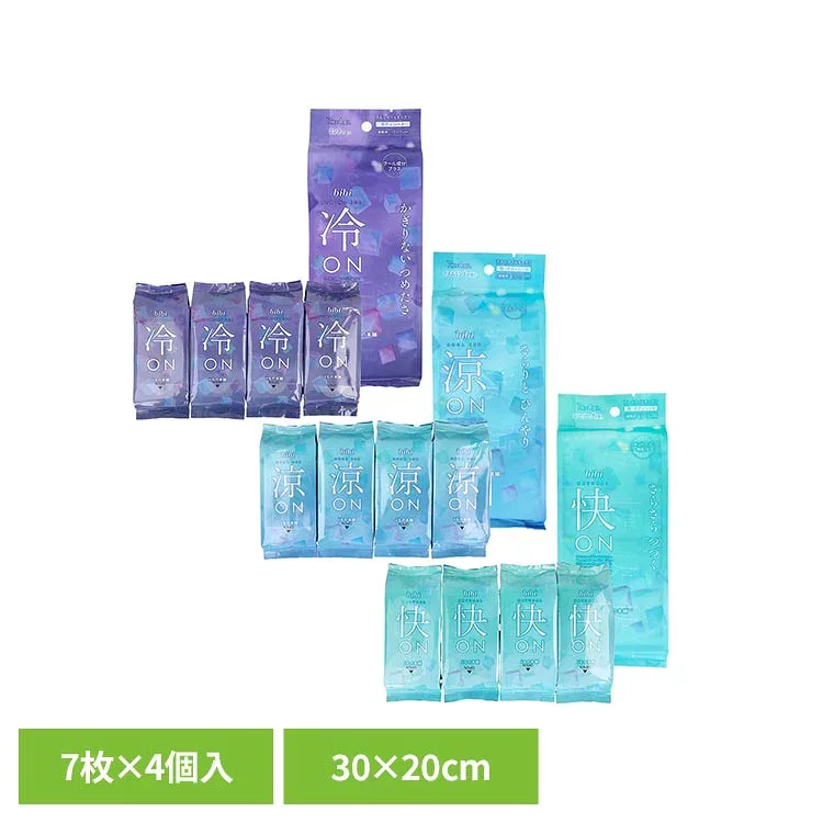 bibi 携帯用 7枚×4個入 カネイシ 夏 冷却 bibi シート 汗 bibi 超ひんやりミントの香り ひんやりライムミントの香り さらさらシーソープの香り