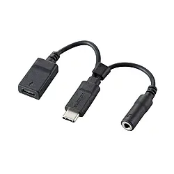 ELECOM(エレコム) Type-C-4極φ3.5mmステレオミニプラグ変換ケーブル/電源機能付 BK-C35CBK ブラック【ビックカメラグループオリジナル】 BKC35CBK