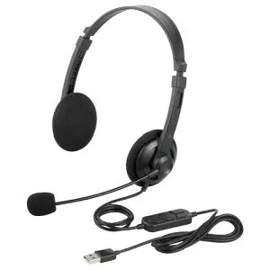 【バッファロー BUFFALO】バッファロー BSHSUH12BK 両耳ヘッドバンド式ヘッドセット USB接続 ブラック