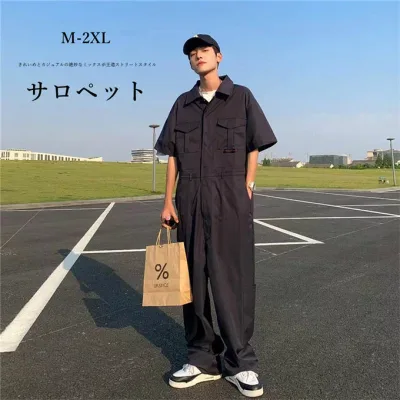 サロペット メンズ オールインワン 無地 オーバーオール メンズ ゆったり カーゴパンツ ワークウェア ストリート アウトドア サルエルパンツ カジュアル つなぎ 作業着 ズボン 夏物 送料無料