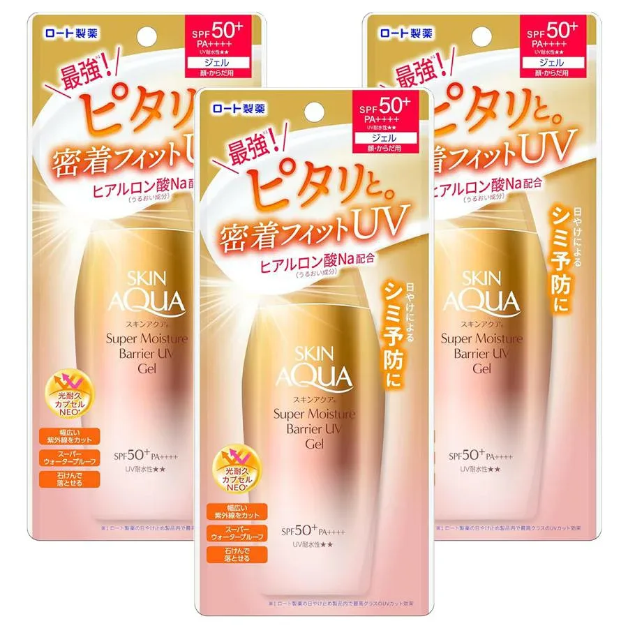 ロート製薬 スキンアクア スーパーモイスチャーバリア UVジェル SPF50+ PA++++ (100g)×3個セット 日焼け止め