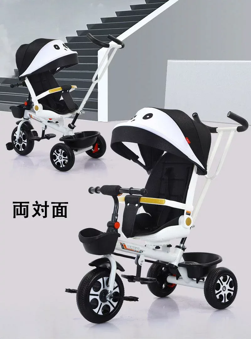 三輪車 ベビーカー(両対面)子供用三輪車 座っても横になってもいい乗用玩具 かじとり 手押し棒 ガードレール付き サンシェード こども自転車1〜6歳子供用 おもちゃ 乗り物 誕生日 プレゼント