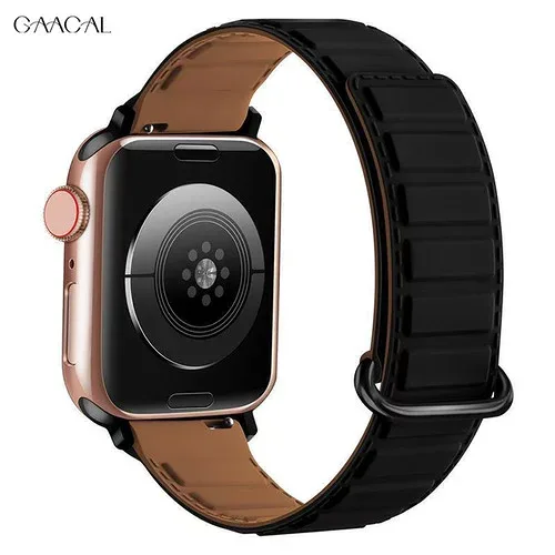 GAACAL W00485BKB APPLE WATCH 1-10/SE1-2/ULTRA1-2 42(1-3のみ)/44/45/46/49MM マグネット式シリコンバンド ブラック