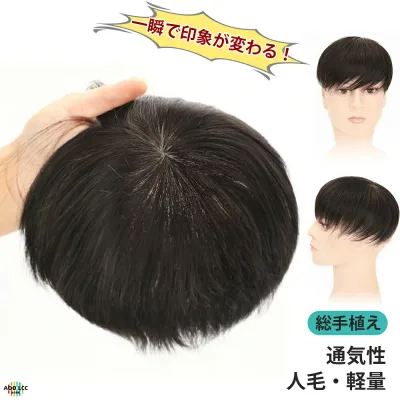 男性用部分 ウィッグ 自然 白髪隠れ ウィッグ かつら ショートウィッグ リアル 自然 ヘアピース 薄毛隠し 総手植え 男性 頭頂部