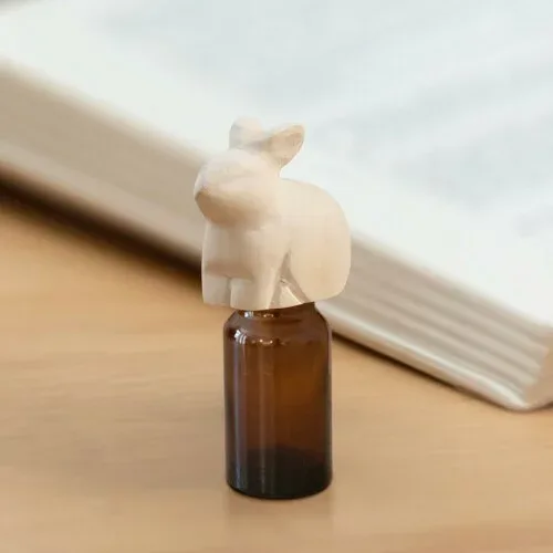 精油瓶付き アロマキャップ 天然木 水不要 気化式 アロマディフューザー 10ml アニマル パーソナルスペース うさぎ ラビット Rabbit