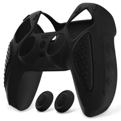 PlayVital ps5コントローラーに対応用シリコンカバー、滑り止めコントローラーシリコンスキンケース、ps5対応用人間工学に基づいたソフトラバー保護ケース親指スティックキャップ付き-