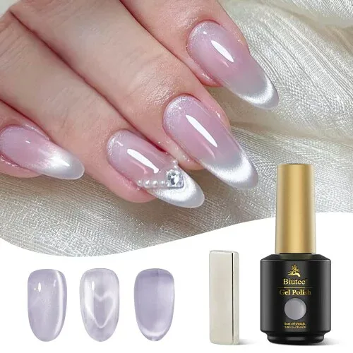 Biutee キャットアイジェル 8ml パープル 磁石付き セルフネイル用