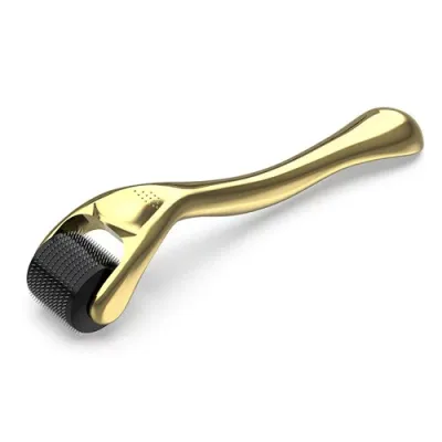SrDiot ダーマローラー 0.25mm マイクロニードルローラー 美顔ローラー フェイスローラー 美肌 頭皮 シミ 薄毛 毛穴ケア フェイスケア スキンケア 男女兼用 (ゴールド)