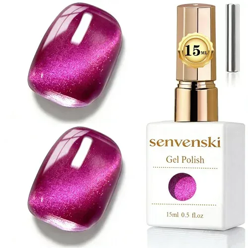senvenski ジェリーガラスキャットアイジェルネイルポリッシュ(磁石付き)15ml マグネティック 3D 銀河ホログラフィックグリッター半透明シアーカラージェルポリッシュ サロン・家庭用 D