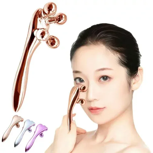 美容ローラー Y字型美容ローラーマッサージローラー 小顔ローラー フェイス&ボディー用 微弱電流 美顔器 全身 首 顔 ボデー 4D 充電不要 防水 マイクロカレント 母の日・誕生日・敬老