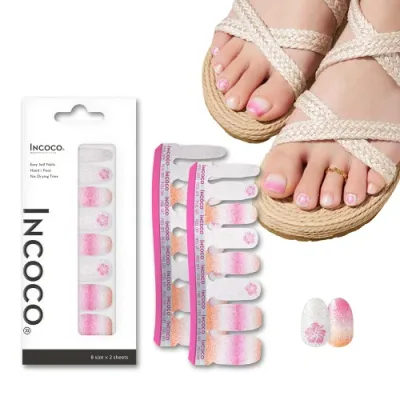 ネイルシール フット ジェル風 硬化不要 簡単 フットネイル マニキュア ネイルチップ インココ INCOCO アロアロ AloAlo
