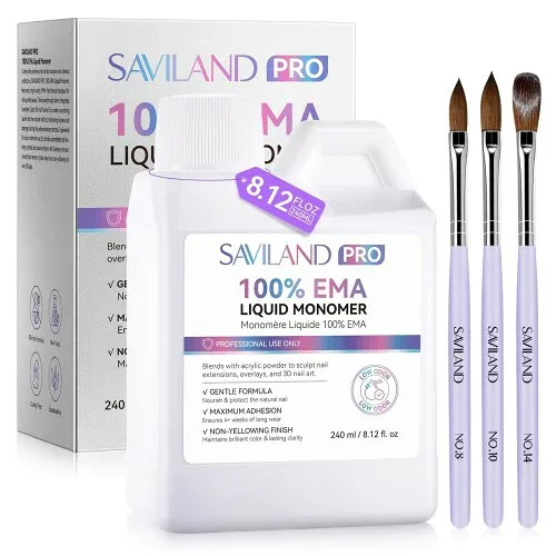 Saviland 純正EMAアクリルリキッド ひまし油&ビタミンE配合・黄ばみにくい 低臭 カービング・DIY自宅用