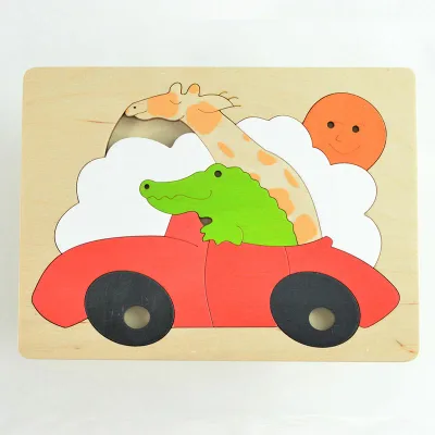Colorful Puzzle Drive | 2 Year Old Wooden Puzzle Birthday Present Toy Educational Toy Boys Girls Wooden Toy Infant Children Kids Cute Gift - GL6506