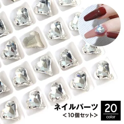 ネイルアート用品 10個セット カラバリ豊富 デコ ハート型 キラ ビジュー 都喜 ネイルパーツ パーツ ハンドメイド ネイルデコレーション ラインストーン tokits