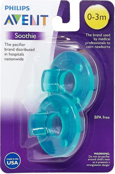 Philips 2 Pack AVENT Soothie Pacifier, Green, 0-3 Months