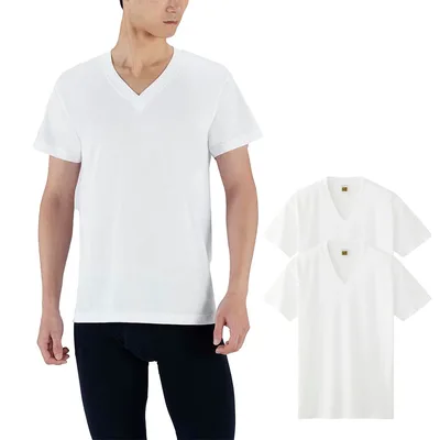 GUNZE(グンゼ) インナーシャツG.T.HAWKINS BASICPACKT-SHIRT 綿100% VネックTシャツ 2枚組 HK10152メンズ