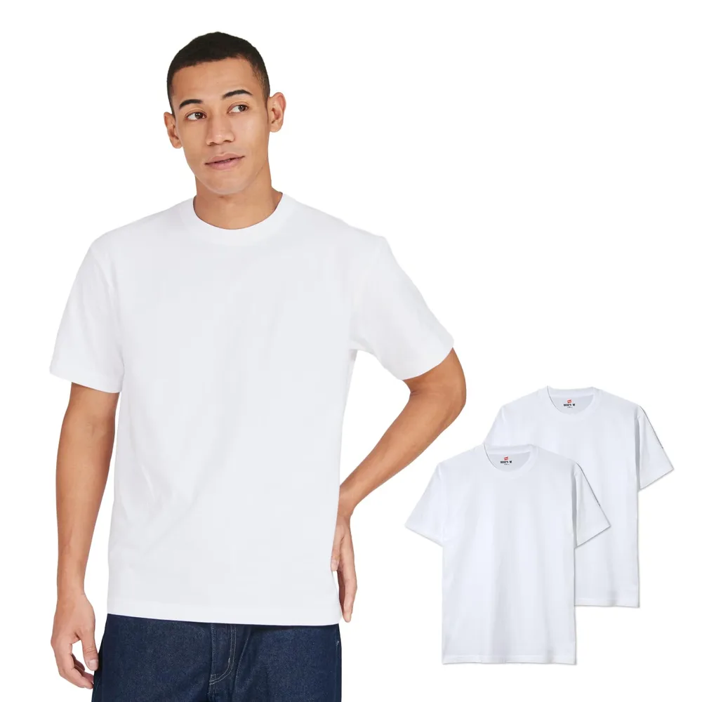 Hanes ビーフィー Tシャツ 半袖 丸首 2枚組 綿100% 丸胴仕様 タグレス仕様 2Pビーフィー Tシャツ BEEFY-T 2枚組 綿100% 肉厚生地 丸胴仕様 タグレス仕様 ヘビーウェイトT H5180-2メンズ
