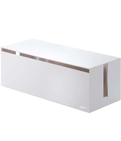 山崎実業(Yamazaki) ケーブルボックス ウェブ L ホワイト 約W40×D15.5×H14.5cm 電源タップ ケーブル 収納 2707