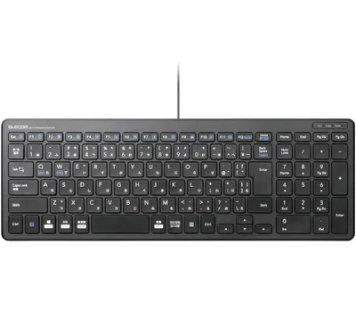エレコム キーボード 有線 パンタグラフ コンパクトキーボード ブラック TK-FCP097BK