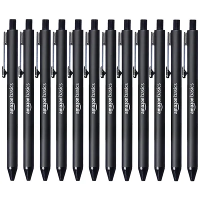 Amazonベーシック ボールペン 1.2mm 12点セット, ブラック