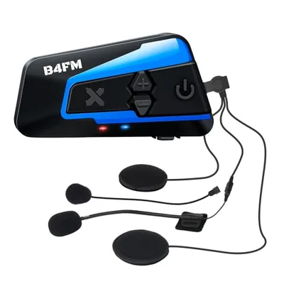 LX-B4FM バイク インカム 10人同時通話 音楽共有 FMラジオ Bluetooth5.0 バイク用インカム ユニバーサル接続 Siri/S-voice対応 IP67防水 大容量バッテリー15時間連続使用 Type-C充電 高速走行ノイズキャンセリング モーターサイクル春 花見 日本語音声ガイド付き 技適認証済み 1台